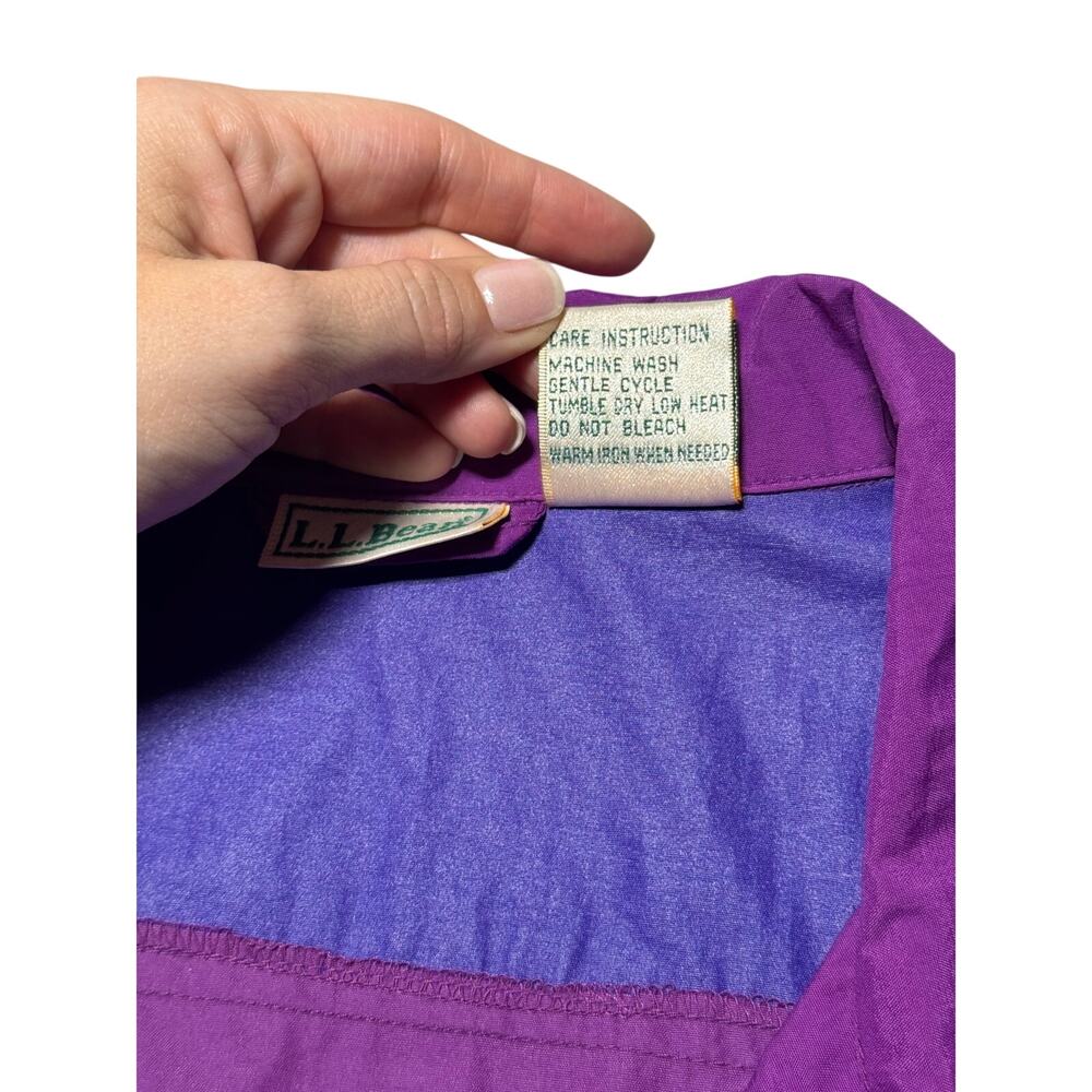 VTG L.L.Bean Anorak Windbreaker Jacket Womens L Purple Blue Quarter-Zip Retro - Picture 11 of 13